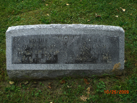 Photo of headstones/Lachlan McLennan 1852-1935 hdstn Oak Hill cem Belle Plain Iowa